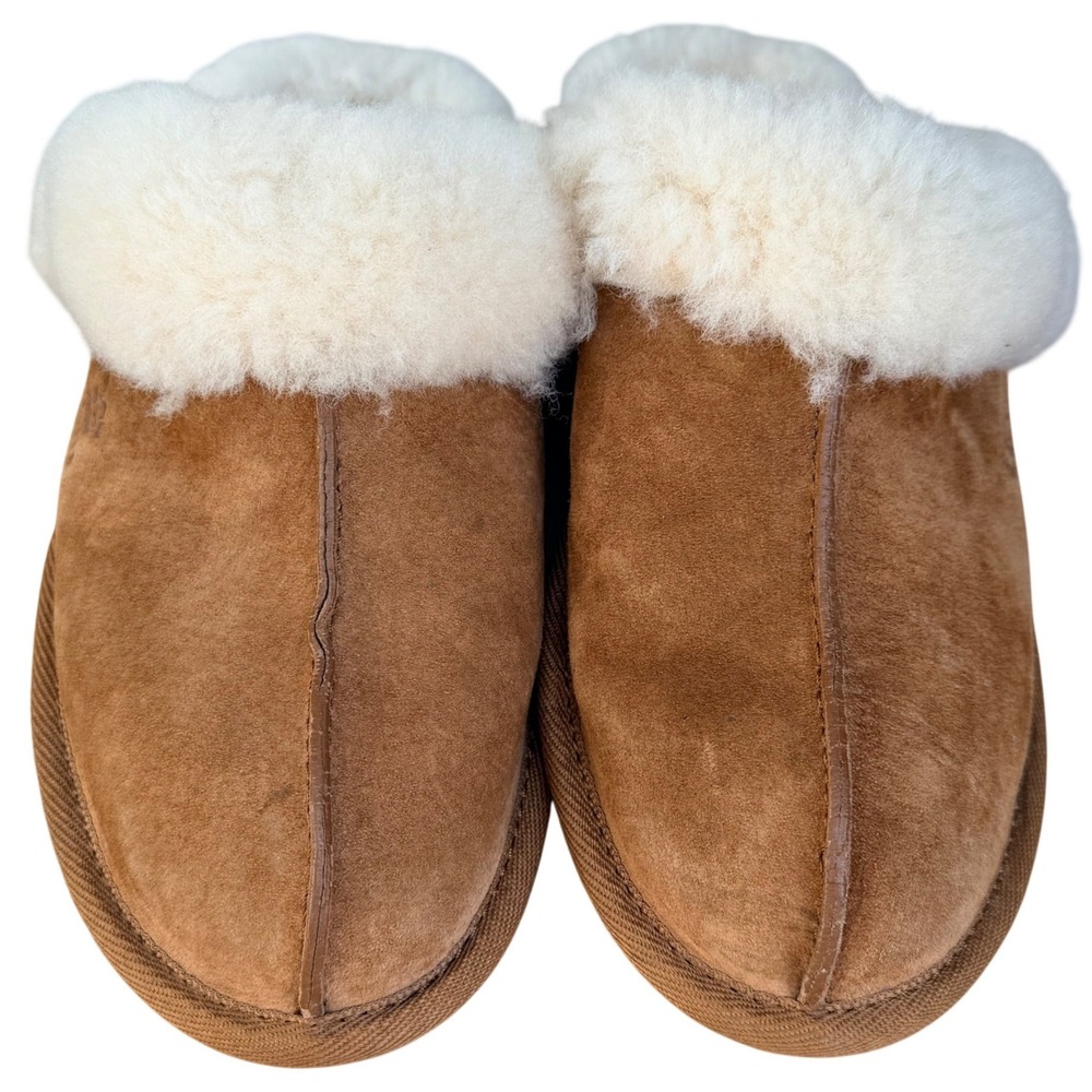 UGG Scuffette II Slippers Womens 6 Chestnut Suede Sheepskin Slide 5661